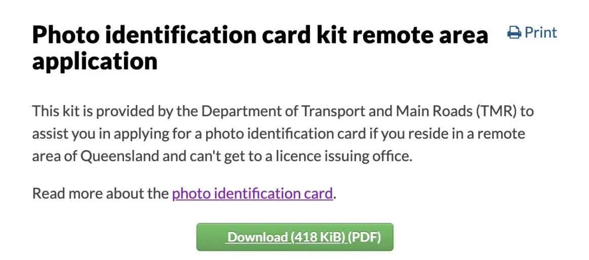 Photo identification card kit remote area application